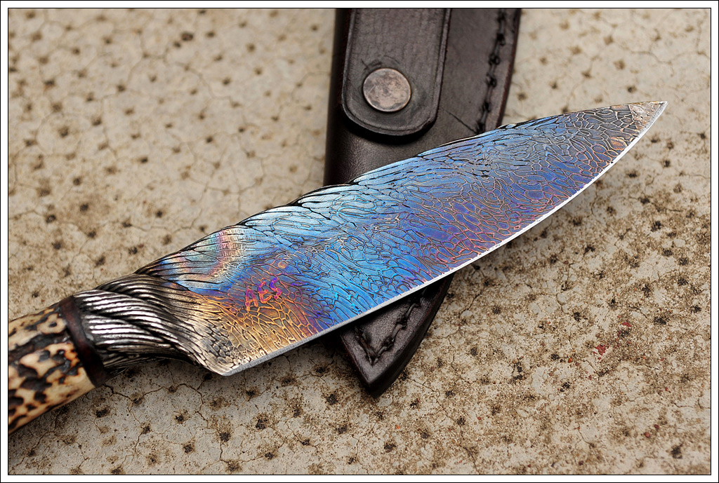 Cable Damascus Integral Knife