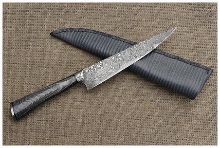 Integral Damascus and Micarta Kitchen / Gaucho Knife