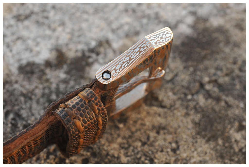 Panerai Style Mokume Buckle and Lizzard Skin Strap