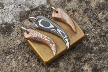 Stainless Damascus and Mokume Bear Claw Pendants