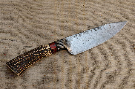 Wide Cable Damascus Clip Point Knife