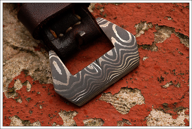 Kobold Damascus Buckle (PAM Style) and Leather Strap
