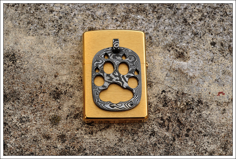 Damascus Wolf Paw Pendant