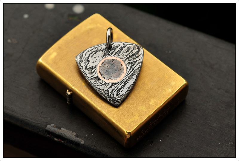 San Mai Damascus Guitar Pick Pendant
